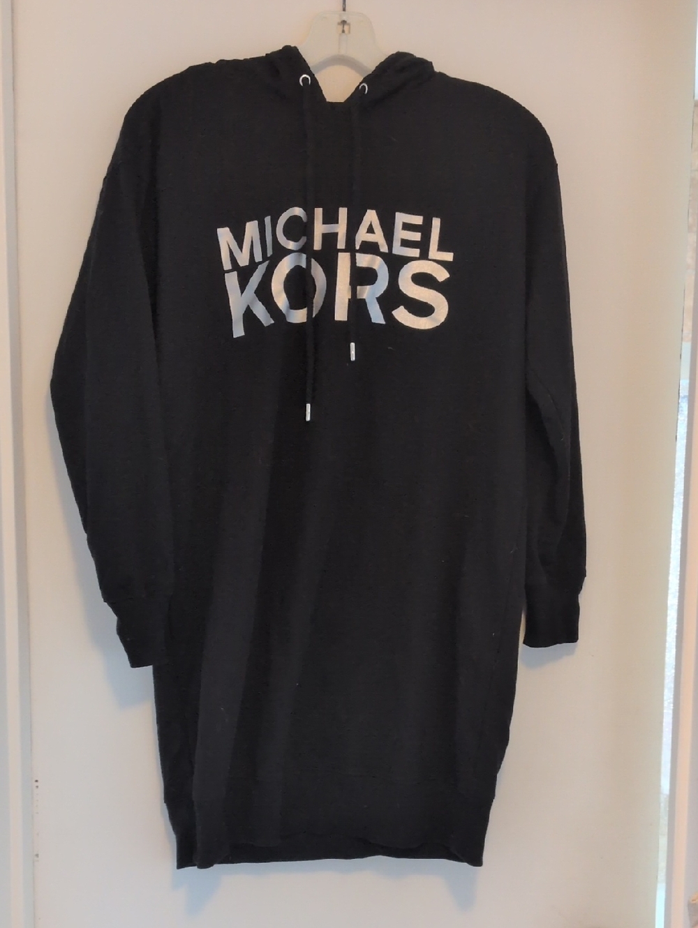 Michael Kors Black Pullover Hoodie with White Logo Print
